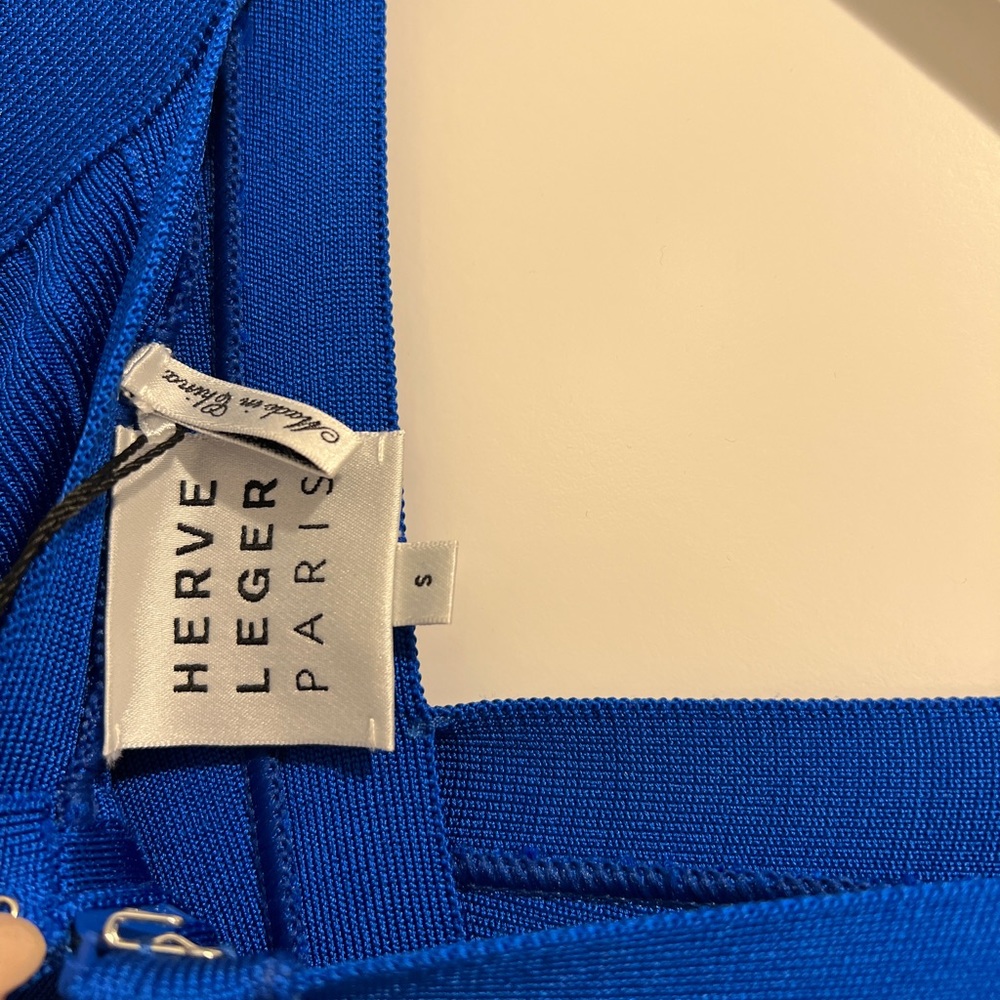 HERVÉ LÉGER Sweetheart Flare Bandage Dress - Bright Blue - Picture 6 of 10